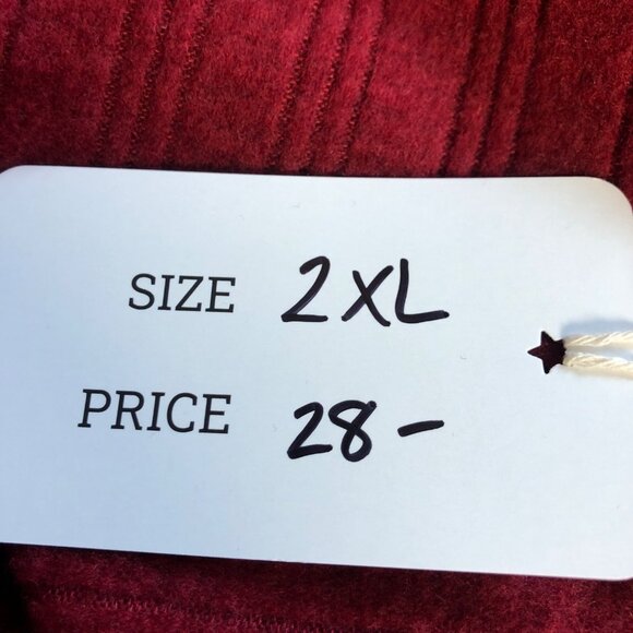 Maroon Red Ribbed Knit Long Sleeve Top Womens Size 2XL Soft Comfy Sweater NEW - Picture 7 of 8